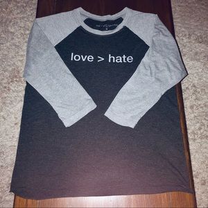 Love > Hate Gray Baseball T-Shirt